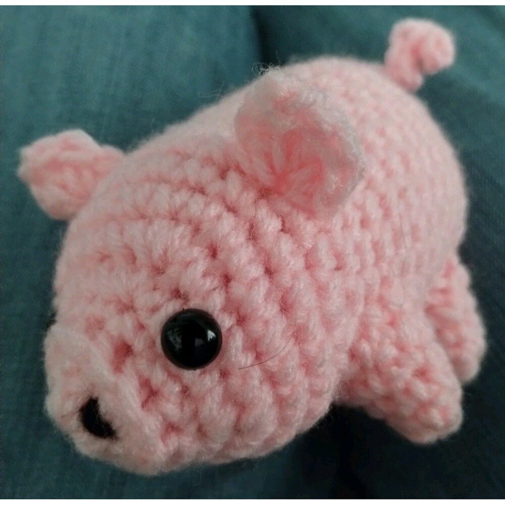 Handmade Crochet Pig Character 5"